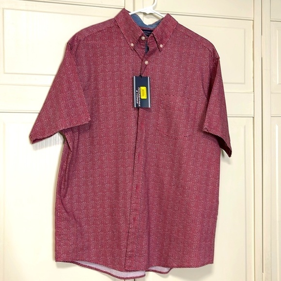 ROUNDTREE & YORKE Men’s Short Sleeve Printed Sport Shirt Size L Red - Picture 1 of 9